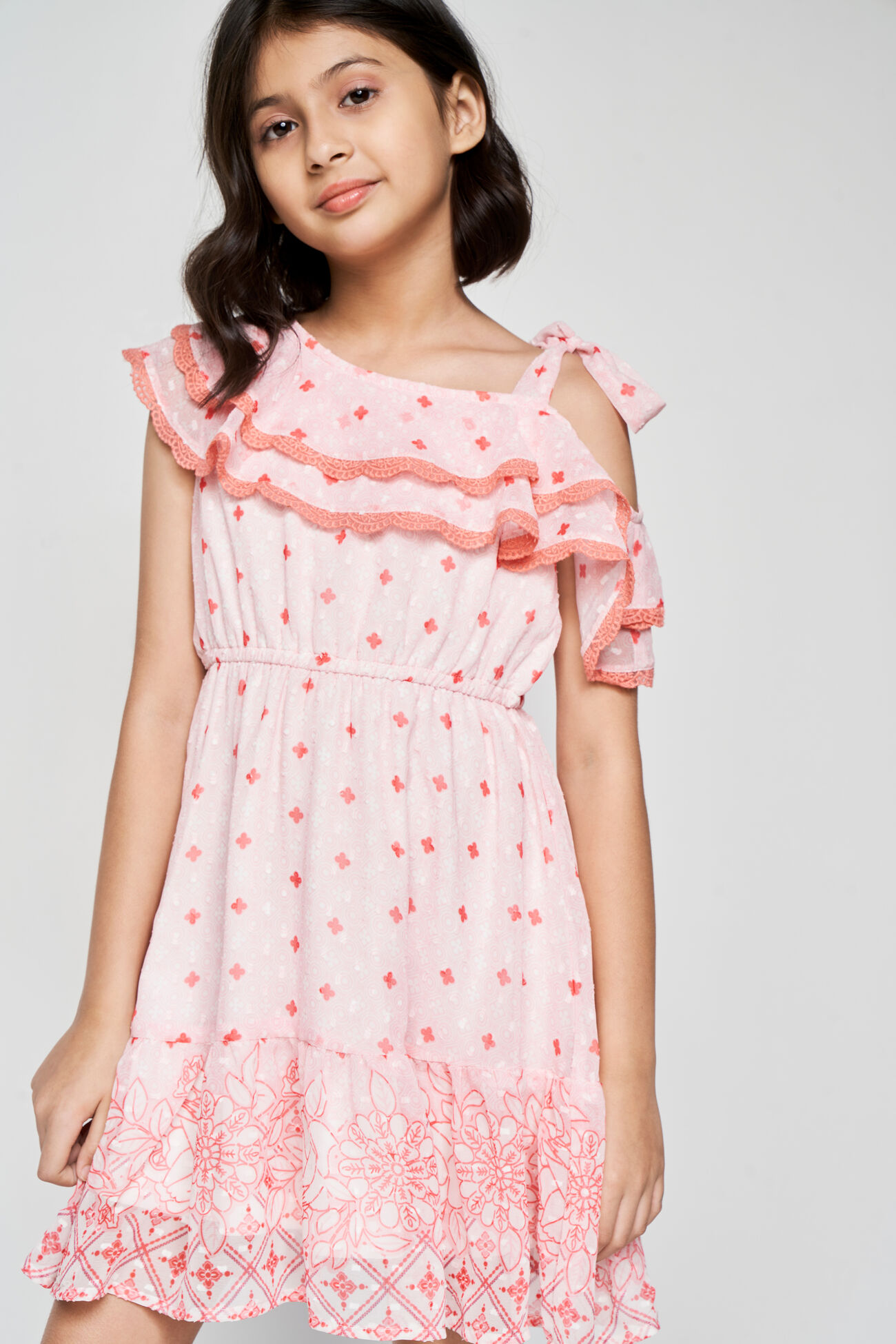 Peach One-Shoulder Dress, Peach, image 4